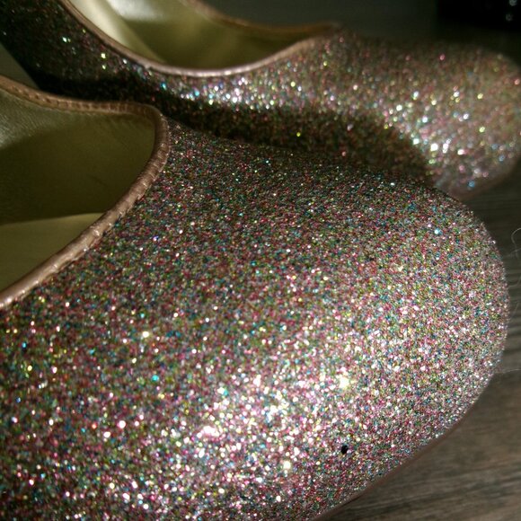 Rose Metallic Gold Multi Color Glitter High Stiletto Heels Ivanka Trump 7.5 - Picture 2 of 16
